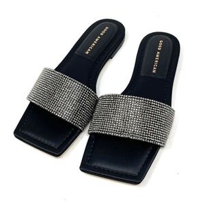 NEW Good American Crystal Crush Standout Slide Black
